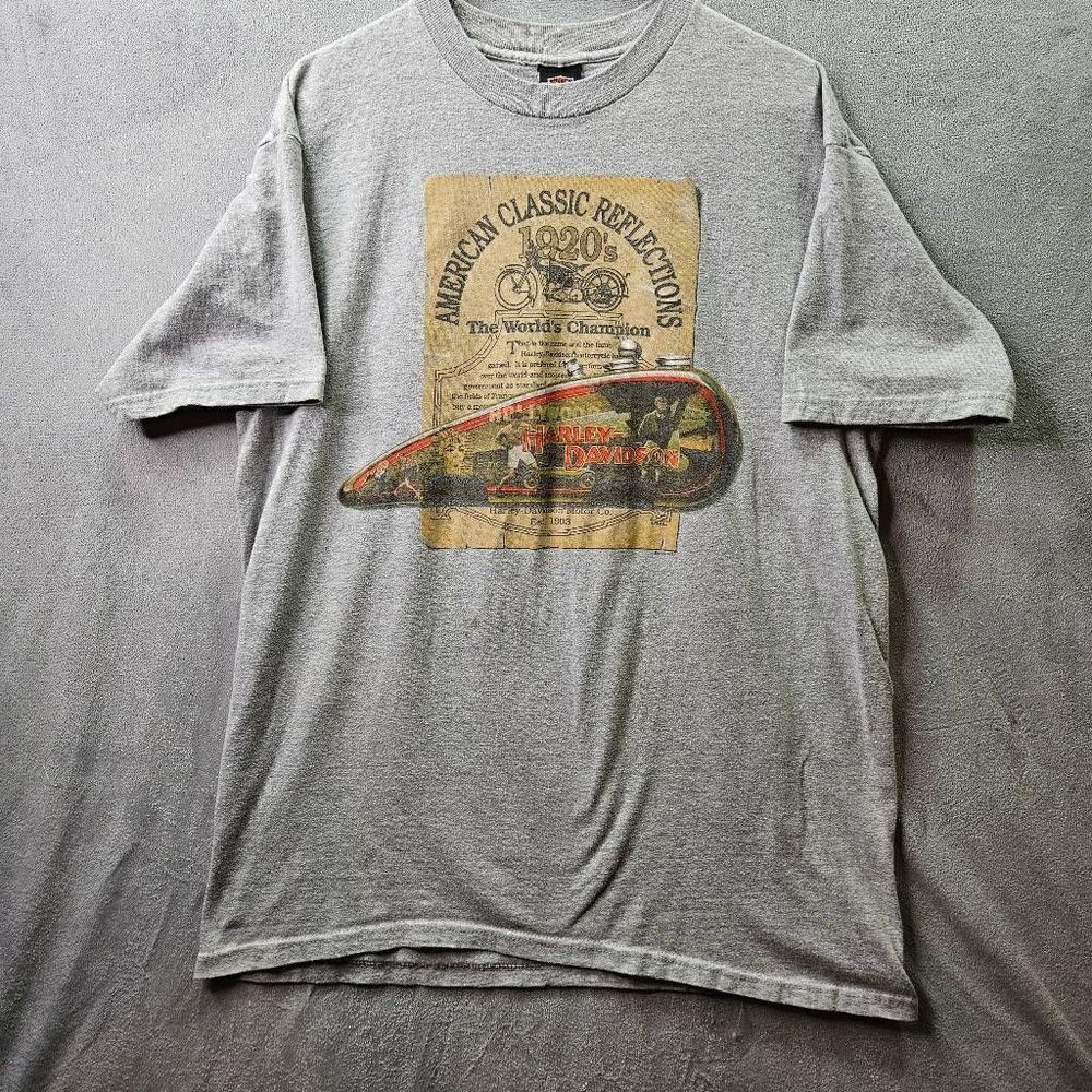 Vtg Harley Davidson Shirt Mens Sz XL Grey Texas Classic Reflections Short Sleeve